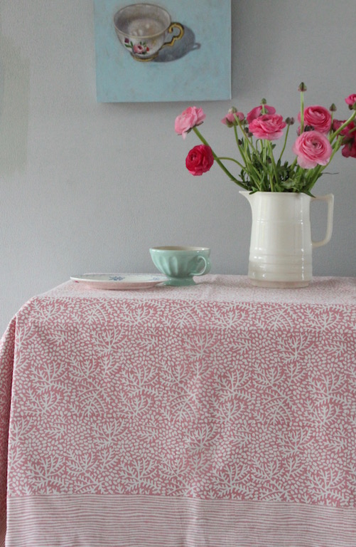 Graan herwinnen Voorvoegsel Tafellaken Floral coral - Tablecover 160 x 270 cm - Rozablue